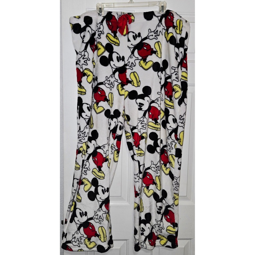 Disney Mickey Mouse Plush Pajama Pants Arctic White 3X Sleepwear - Picture 2 of 4